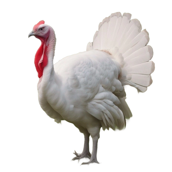 Broad breasted white turkey breed